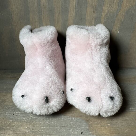 SOREL Toddler Girl Childs Size 7 Bear Paw Slippers Shoes Shearling Light Pink - Picture 2 of 9
